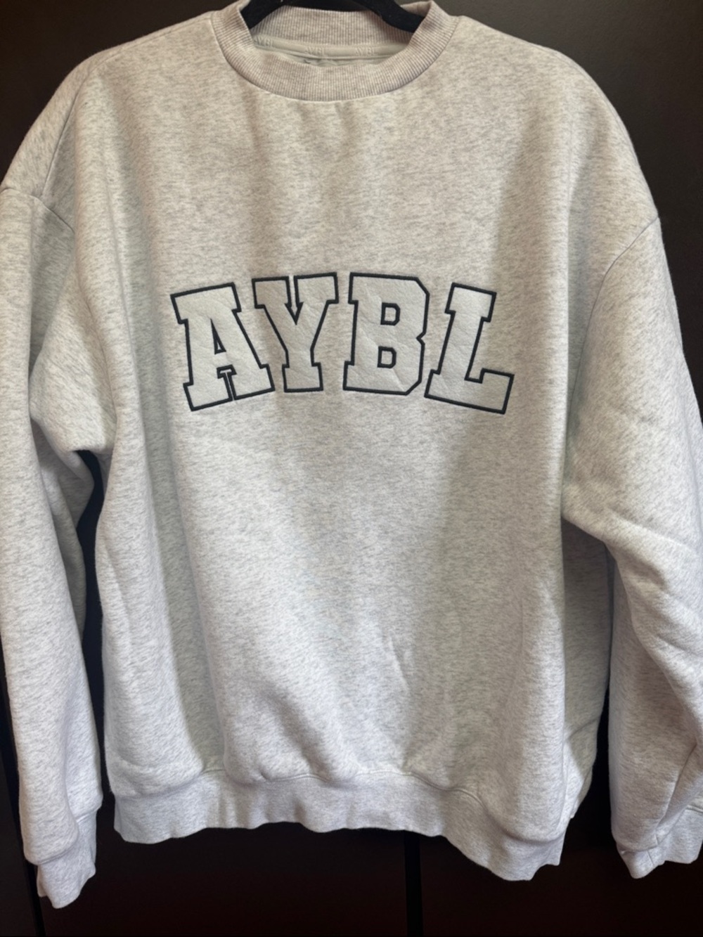 AYBL Varsity 2.02 Lt Gray Crewneck Sweatshirt with Black Outline Logo Sz M